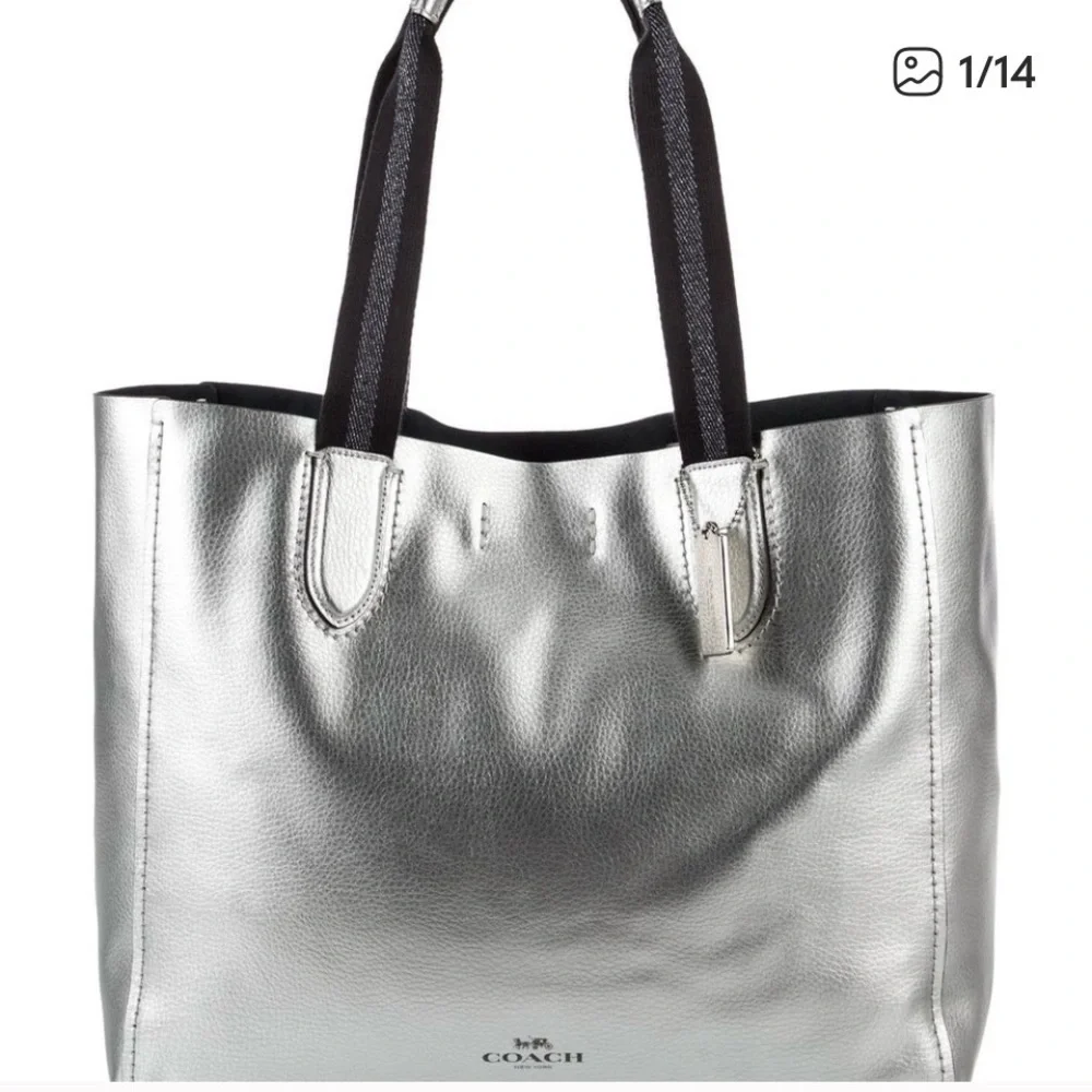 Coach silver metallic leather tote bag - Picture 10 of 10